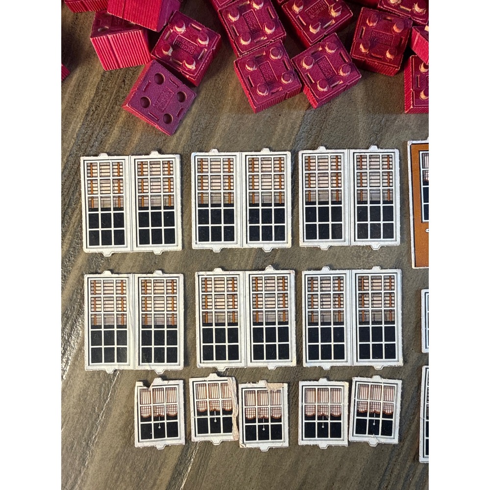 VTG Halsam American Bricks Wood Building Blocks 6.3lb Lot w/ Rare Window Doors - Picture 3 of 11